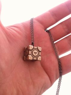 Portal Aesthetic, Nerd Jewelry, Companion Cube, Geeky Jewellery, Aperture Science, Cube Pendant, Portal Game, Geeky Fashion, Portal 2