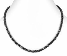 (Beautiful AAA Quality Certified 18 inches Faceted Black Diamond Beads Necklace With Sterling Silver clasp) > Stone : Black Diamonds >Clarity -Opaque >Cut-Round Brilliant Cut >Size of beads - 4 MM - 18 inches >Metal - 925 silver >>We specialise in Custom Made Solitaire Diamond Rings, Engagement Rings, Wedding Bands, Diamond Earrings, Wedding Necklace, Pendants and Loose Diamond Solitaire along with many gift items. We have also introduced Diamond jewellery in 92.5 Sterling S Black Diamond Beads, Black Diamond Solitaire Ring, Black Diamond Necklace, Black Diamond Solitaire, Faceted Bead Necklace, Silver Certificate, Solitaire Studs, Proposal Gifts, Black Diamonds