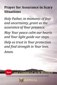 Prayer for Assurance in Scary Situations Conquer Fear, Psalm 34 4, Facing Fear, Shadow Of The Almighty, Calming The Storm, Powerful Prayers, Prayer For Protection, Seek The Lord, Holy Father