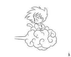 a drawing of a boy sitting on top of a cloud