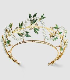 An Art Nouveau gold, pearl, diamond and enamel tiara, by René Lalique, Paris, circa 1903. Royal Crowns, Royal Tiaras, Royal Jewels, Royal Jewelry