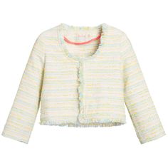 BILLIEBLUSH Girls Pastel Blue & Yellow Bouclé Jacket Chic Jacket, Boucle Jacket, Pink And Yellow