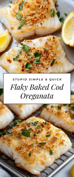 Image for Flaky Baked Cod Oreganata Simple Baked Fish Recipes, Bake Fish Recipes Oven, Healthy Fish Dinner Recipes, Bethlehem Dinner, Oreganata Recipe, Healthy Fish Dinners, Tilapia Recipe, Baked Fish Recipes