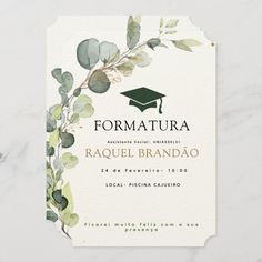 an elegant graduation card with greenery on it