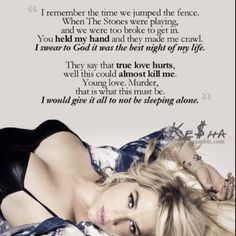 a beautiful woman laying on top of a bed next to a quote about her life