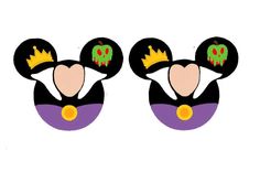 two mickey mouse ears with crowns on top of each other, one is wearing a crown and the other has a skull