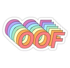 a sticker with the word oof on it