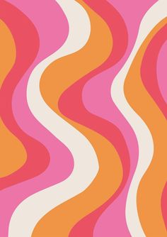 an orange and pink pattern with wavy lines