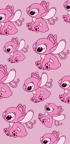 pink cartoon animals with different expressions on a pink background