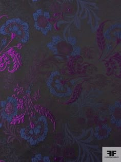 Ornate Floral and Leaf Brocade - Purple/Navy/Black | FABRICS & FABRICS – Fabrics & Fabrics Purple Fabric Pattern, Dark Home Aesthetic, Black Fabrics, Great Backgrounds, Dark Blue Background, Purple Pattern, Purple Fabric, Purple Aesthetic, Purple Floral