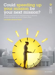 a woman standing in front of a clock with the words could speeding up your mission be your next mission?