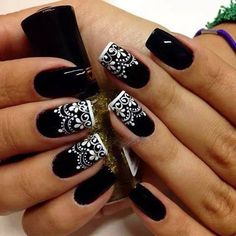 Black And White Nail, Black And White Nail Art, White Nail Designs, Black Nail Designs, White Nail, Fabulous Nails, Fancy Nails, Gorgeous Nails