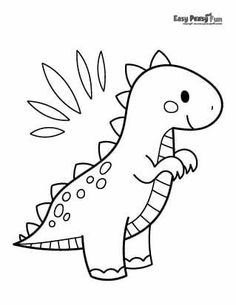 a drawing of a dinosaur with leaves on it's back and the words easy peas fun