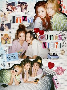 Y2k Collage Edit, Itzy Y2k, Night Collage, Y2k Collage, Yearbook Ideas, Posca Marker, Itzy Ryujin