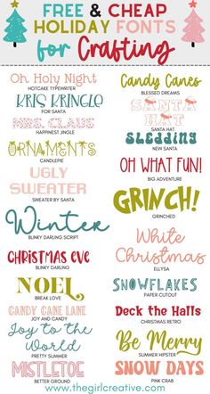 christmas font and numbers are shown in different colors, shapes, and sizes for the holiday season