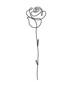 a single line drawing of a rose on a white background with the word love written in it