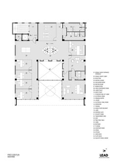 the floor plan for an office building with two floors and three rooms, including one bedroom