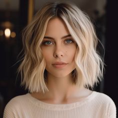 Sleek Middle Parted Bob Long Bob Hairstyles For Thick Hair Blonde, Short Haircut Blonde Shoulder Length, Medium Hairstyle Women Blonde, Above Shoulder Length Hair Blonde, French Bob Blonde Short Hair, Short Hair Cuts For Oval Faces Women, Blond Shoulder Length Hair, Middle Part Bob Hairstyles, Above Shoulder Bob