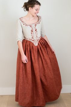 Colonial Costume, Hand Embroidered, 18th Century Gown, American Revolution, 18th Century Colonial Gown Size 4 - Etsy 18th Century Fashion Peasant, 1770s Fashion, Colonial Costume, 18th Century Dresses, 18th Century Gown, Polish Clothing, 18th Century Women, Colonial Dress, 18th Century Dress