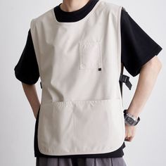 This apron not only serves as a protective garment to prevent dirt and stains but also comes with a range of practical features. It is made of waterproof material to shield your clothes from splashes and spills. The sleeveless design offers freedom of movement, and its reversible feature allows for versatile wearing options. The adjustable side straps provide a customizable fit. The comfortable round collar design adds an extra level of comfort, while the multiple pockets offer convenient storag Reversible Clothing, Fashion Show Poster, Work Vest, Restaurant Uniforms, Workwear Brands, Work Aprons, Shirt Design Inspiration, Vest Designs, Aprons Patterns