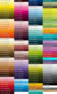 the color chart for different types of paint