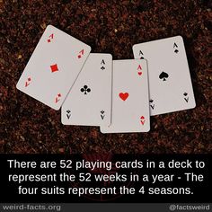 there are playing cards in a deck to represent the 52 weeks in a year