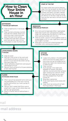 an info sheet with the words how to clean your house in ah hou on it