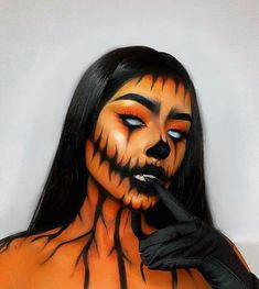 Skull Faces Halloween, Insane Halloween Makeup, Costume Ideas Women Scary, Men Pumpkin Makeup, Glam Skeleton Makeup Halloween, Evil Pumpkin Makeup, Halloween Spooky Makeup, Trick Or Treat Sam Makeup, Baddie Skull Makeup