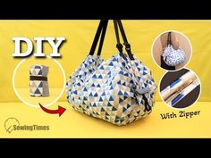 an origami bag with zippers and instructions on how to make it easy