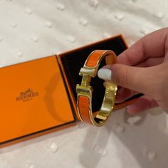 Almost New Herms Bracelet. Orange And Gold So Beautiful. Only Worn A Few Times Hermes Bracelet, Hermes Orange, Hermes Jewelry, Orange And Gold, Gold Orange, Orange Gold, So Beautiful, Womens Jewelry Bracelets, Women Jewelry