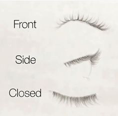 the front and side of an eye with long lashes on it, closed or closed