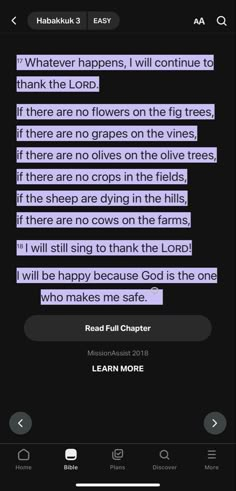 an iphone screen with text on it and the caption that reads what happens, i will continue to thank the lord if there are no grapes on the vines