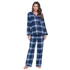 This Ashford & Brooks Women's Luxurious Cozy Long Sleeve Classic Pajama Gift Set is made from durable ultra-soft 64% Cotton /36% Polyester fabric. Designed with a roomy relaxed fit. The Fabric blend is designed to give you that soft and warm touch, at the same time prevent excessive shrinkage unlike the 100% Cotton Flannel fabric. It'll keep you warm and comfortable during the cold winter days yet stylish at the same time. The Womens Pj's 2pc set features; Long Sleeve Notch Collar Sleep Shirt wi Light Blue Flannel, Pants Pjs, Pajama Gift, Pajama Gift Set, Women Flannel, Pajamas Long Sleeve, Womens Pjs, Classic Pajamas, Plus Size Pajamas