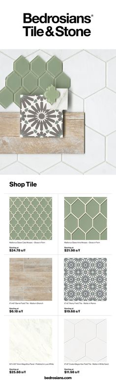 an advertisement for tile and stone, with the words shop tiling in white letters