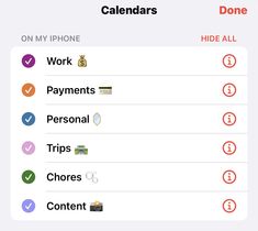 an iphone screen showing the calendars and other things to do for work on it