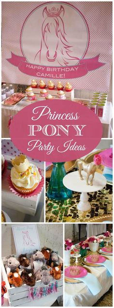 princess pony party ideas including cupcakes, cakes and desserts