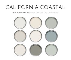 the california coastal paint color scheme is shown in six different shades, including white and gray