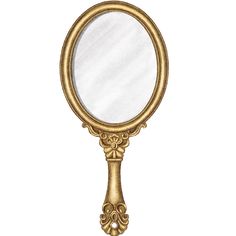 an ornately decorated gold mirror on a white background with clipping for text or image