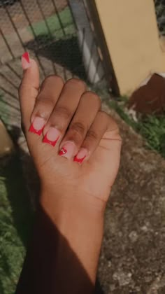 Red nails short nails Red And White Short Acrylic Nails, Cute Red Nails Ideas, Red Nail Sets Short, Red Birthday Nails Short, Red Short Square Acrylic Nails, Shorties Nails Red, Short Nail Designs For Kids, Short Acrylic Red Nails, Nail Ideas With Red