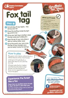 the instructions for how to make a fox tail bag with pictures and instructions on how to use it