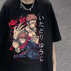 SPECIFICATIONS Style: Casual Clothing Length: Regular Decoration: NONE Elasticity: Medium Strecth Sleeve Style: Regular Fabric Type: Broadcloth Material: Polyester Pattern Type: Cartoon Sleeve Length(cm): Short Tops Type: Tees Item Type: Tops Collar: O-Neck Jujutsu Kaisen Men, Itadori Yuji, Anime Jujutsu Kaisen, Casual Clothing, Jujutsu Kaisen, Jujutsu, Short Tops, Sleeve Styles