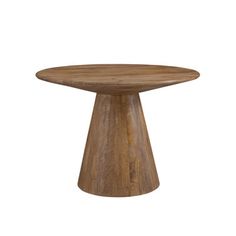 a round wooden table on a white background