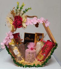 a basket filled with lots of different items