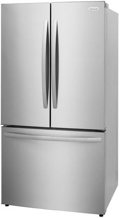 a stainless steel refrigerator freezer with two doors