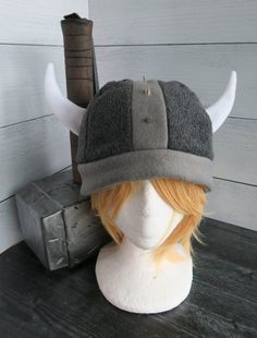 Vikings Helmet Fleece Hat Vikings Helmet, Wolf Hat, Kids Falling, Viking Hat, Fall Hat, Fleece Hats, Viking Helmet, Helmet Hat, Fall Hats