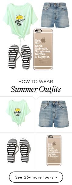 "Beach outfit" by balletdog on Polyvore featuring Yves Saint Laurent, Abercrombie & Fitch, Casetify, women's clothing, women, female, woman, misses and juniors Summer Fashion Beach, Summer Beach Outfit, Feminine Outfit, Outfits For Teens, Clothing Women, Look Fashion, Perfect Outfit, Beach Outfit, Classy Outfits