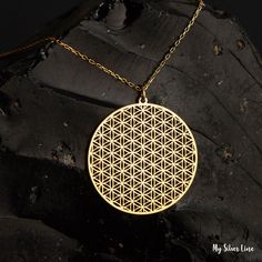 "Flower of Life Necklace is made by hand in our workshop with care. All our jewelry is the most elegant choice for the Bridesmaids, friends, your loved ones and for yourself. Flower of Life Necklace * Material: High Quality Solid 925 Sterling Silver. * Finish: Sterling Silver ∙ Gold ∙ Rose Gold. * All our jewelry is custom made by hand with care in our workshop. HOW TO ORDER ❓ * Select your necklace COLOR. * Choose necklace length from 14\" to 22\". The length option is the TOTAL chain length (i Custom Name Necklace, Sterling Silver Flowers, Flower Of Life, Rose Gold Necklace, Necklace Sterling Silver, Dainty Necklace, Silver Flowers, Sacred Geometry, Necklace Length