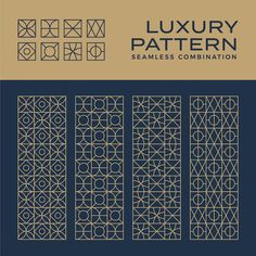 the cover of luxury pattern seams combination, with four different designs in gold and blue