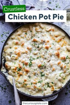 chicken pot pie in a cast iron skillet