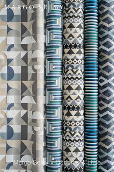 Margo Selby has designed three collections for the British interiors company Osborne & Little. Bauhaus Typography, British Interior Design, Alternative Flooring, Upholstery Ideas, Contemporary Curtains, British Interior, Weaving Textiles, Woven Fabrics